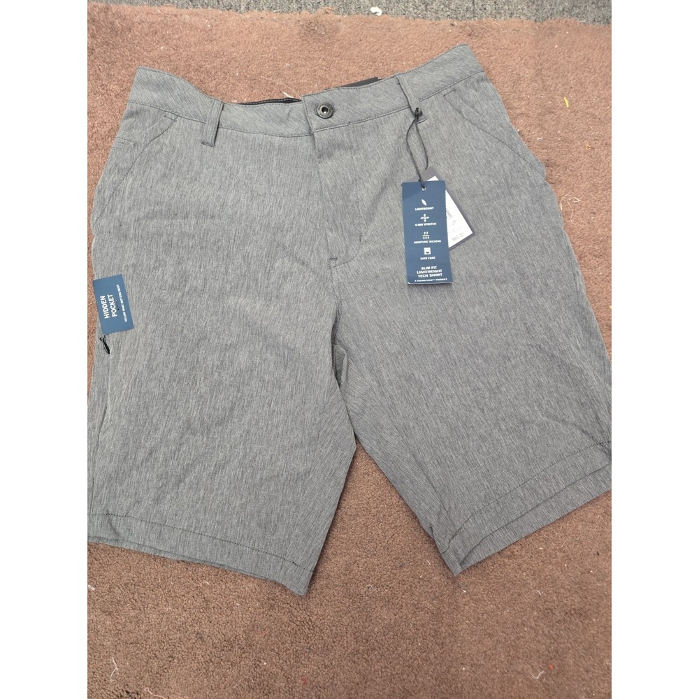 Kenneth Cole Mens Slim Fit Lightweight 9" Tech Shorts Black Heather Sz 29 $69